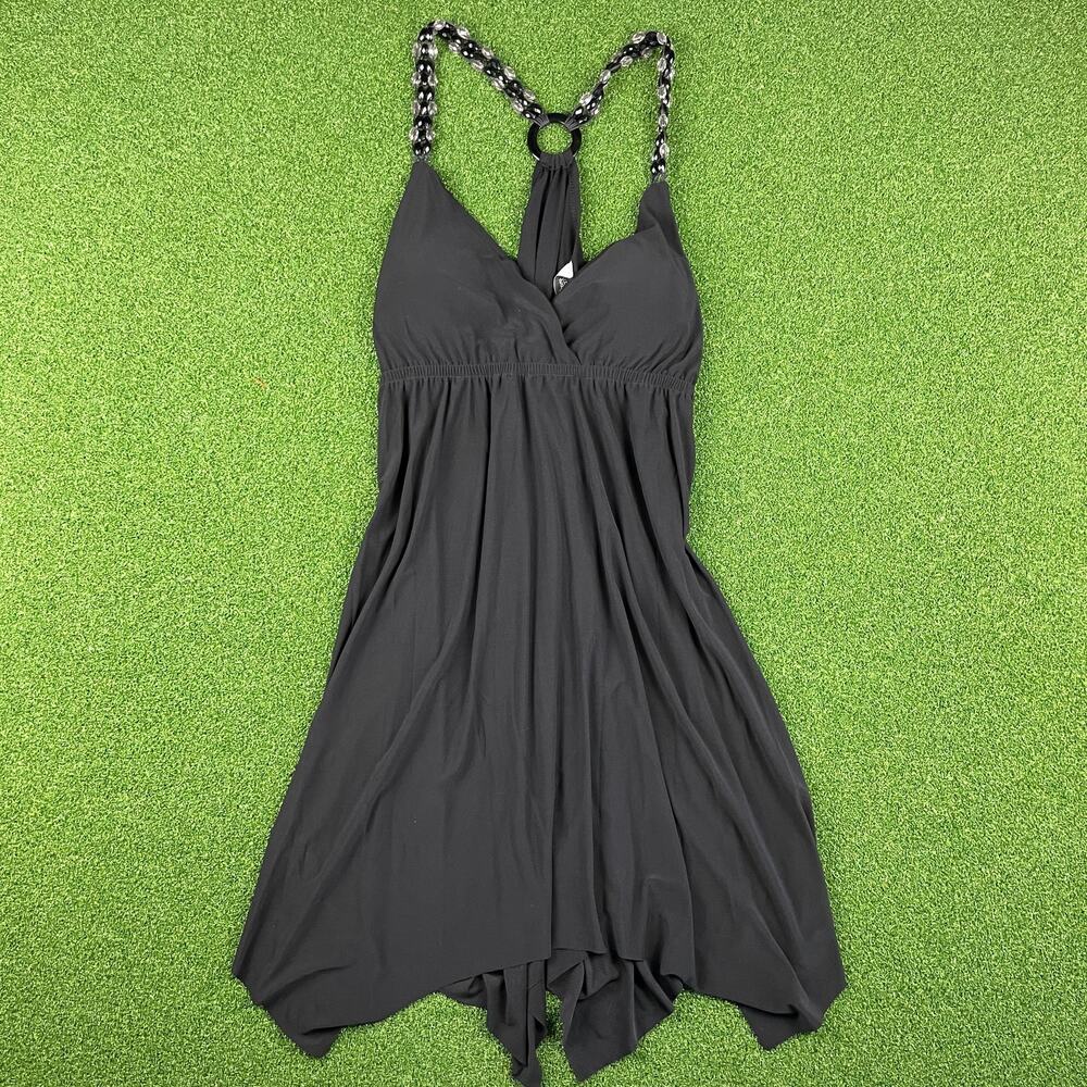 Vintage Y2K 2000s C. Graffitti Black Embellished Straps Babydoll Dress Sz XS